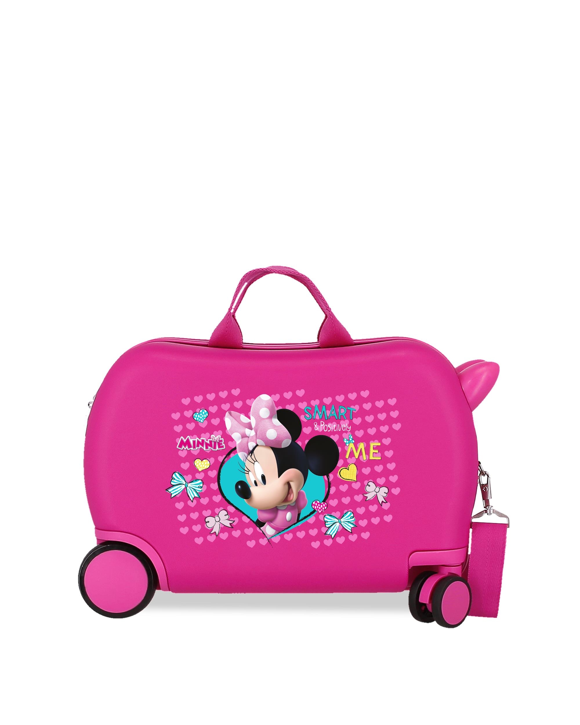 Disney - Maleta infantil 2 ruedas multidireccionales enjoy minnie con capacidad de 24l en fucsia.
