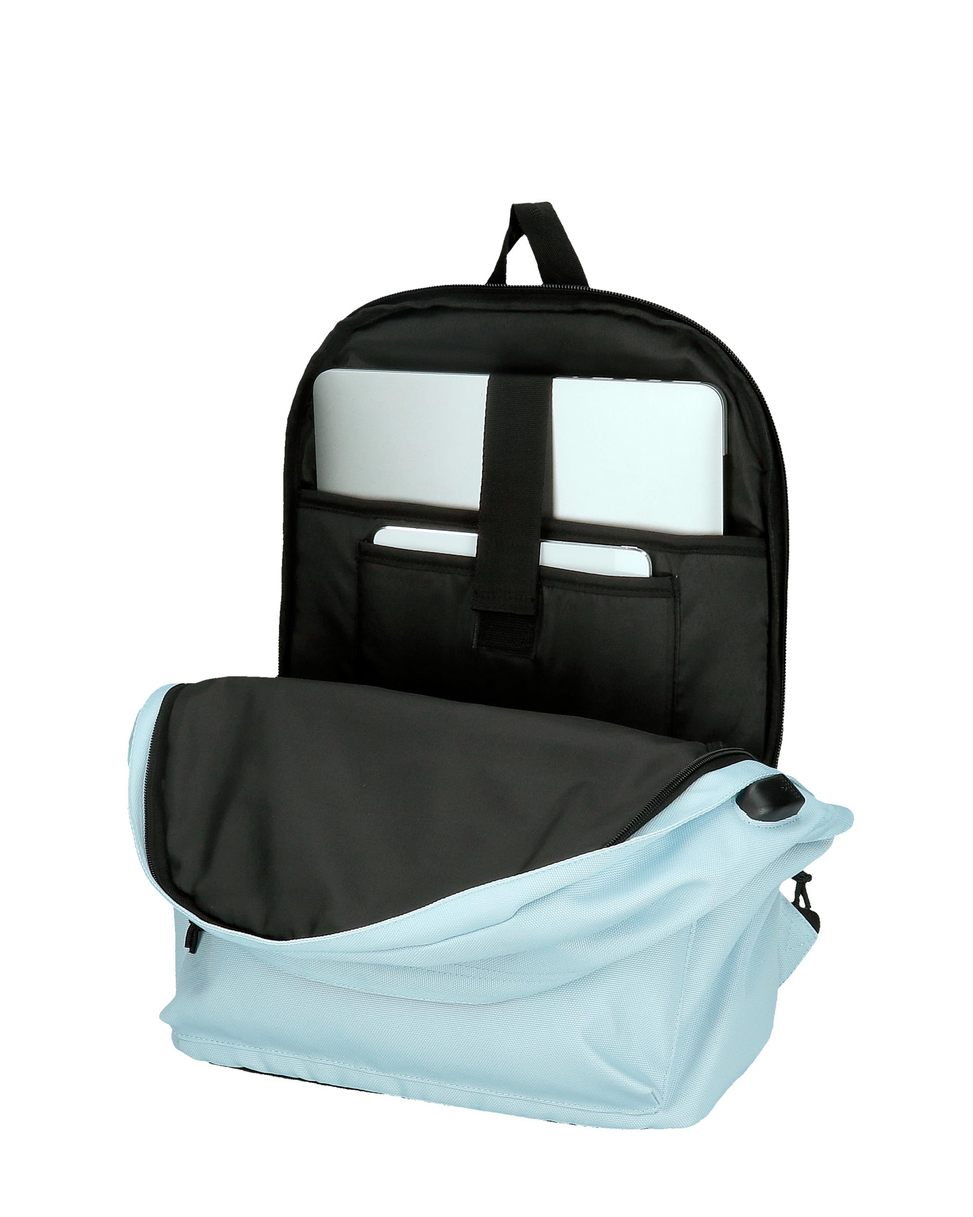 Mochila Pepe Jeans Aris Colorful Portaordenador de Dois Compartimentos em Azul-claro Azul-5