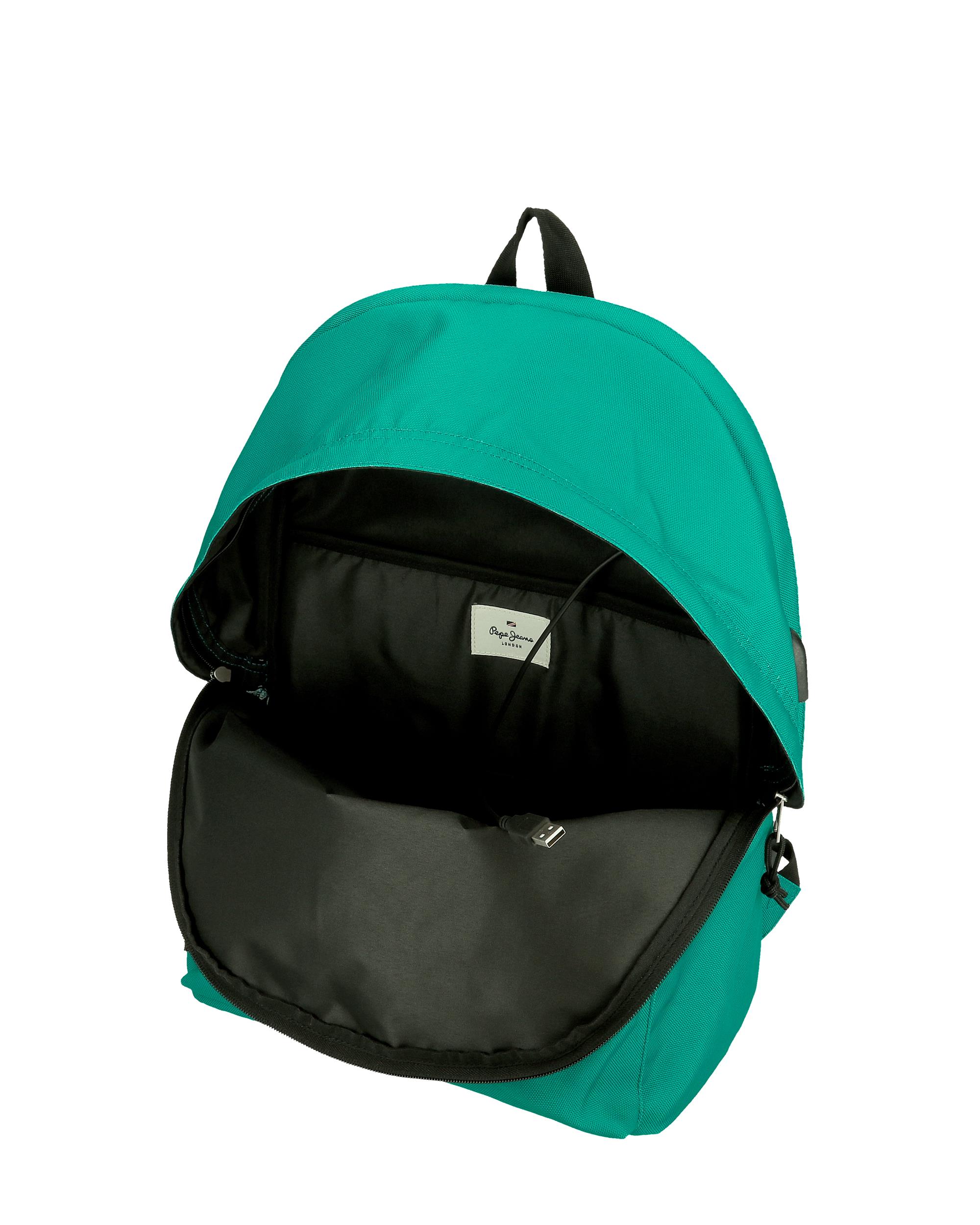 Mochila Pepe Jeans Aris Evergreen porta ordenador dos compartimentos en verde Verde-6