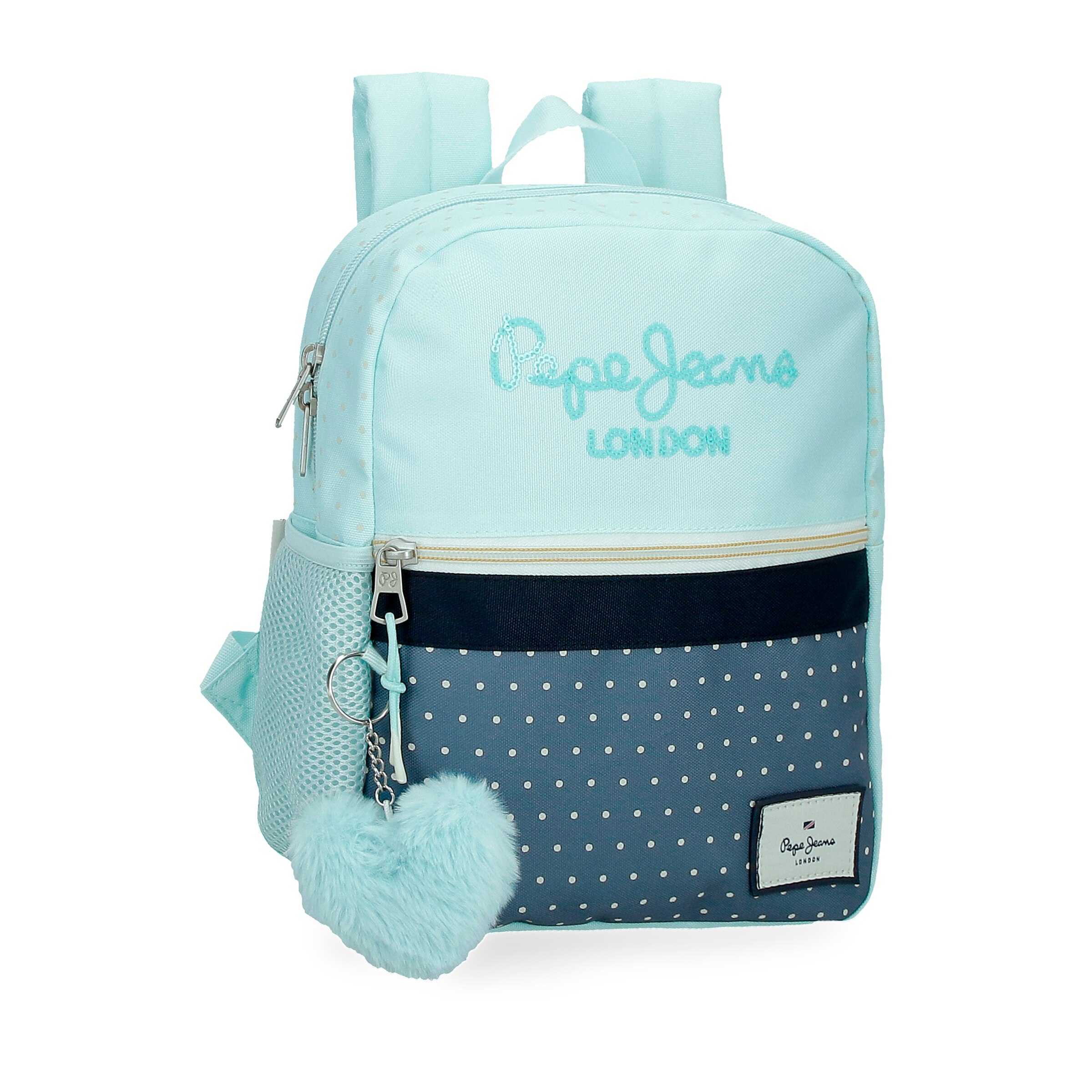 Mochila casual  Dalma con pompón decorativo