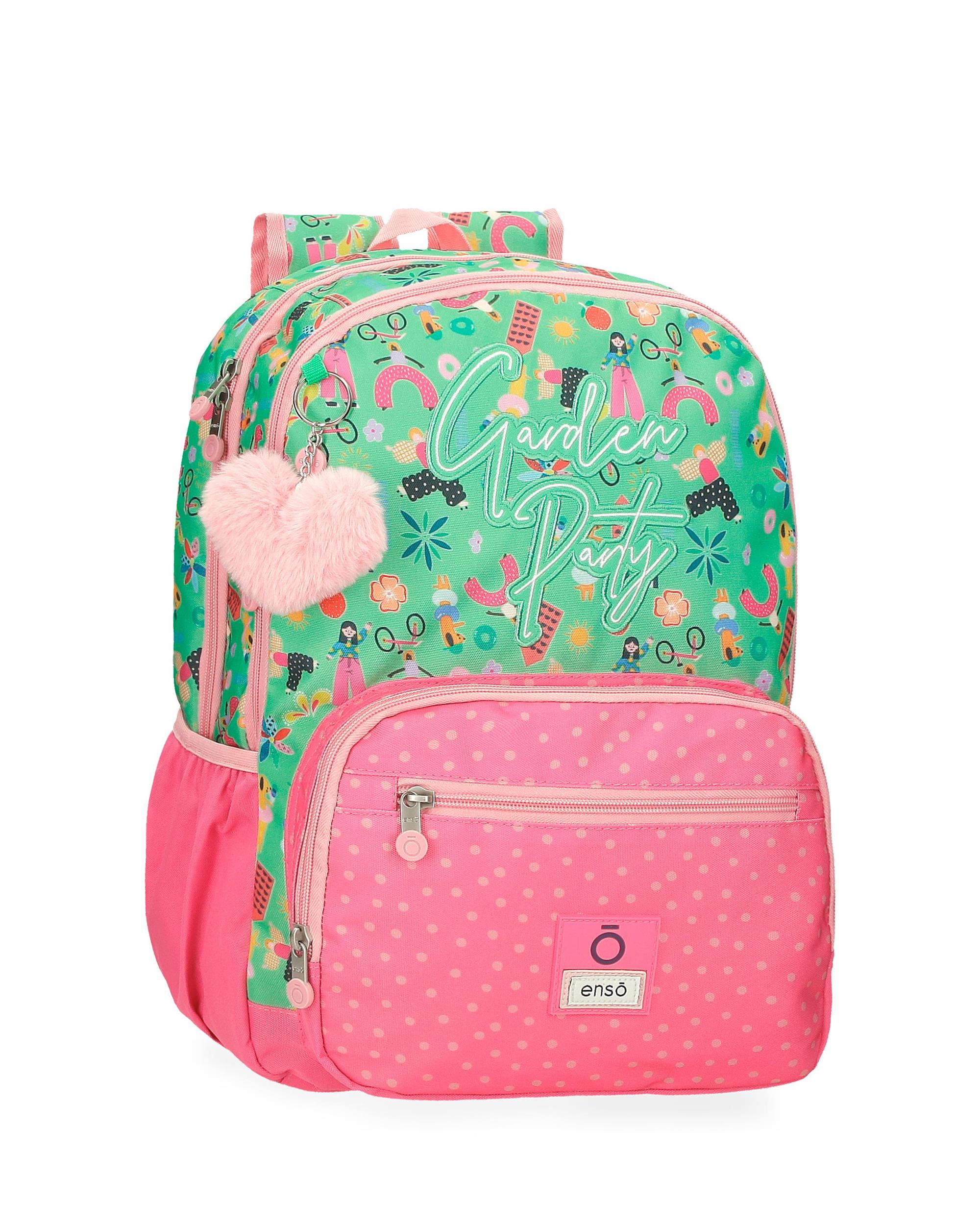 Mochila Enso Garden party de 38 cm adaptable con doble compartimento.