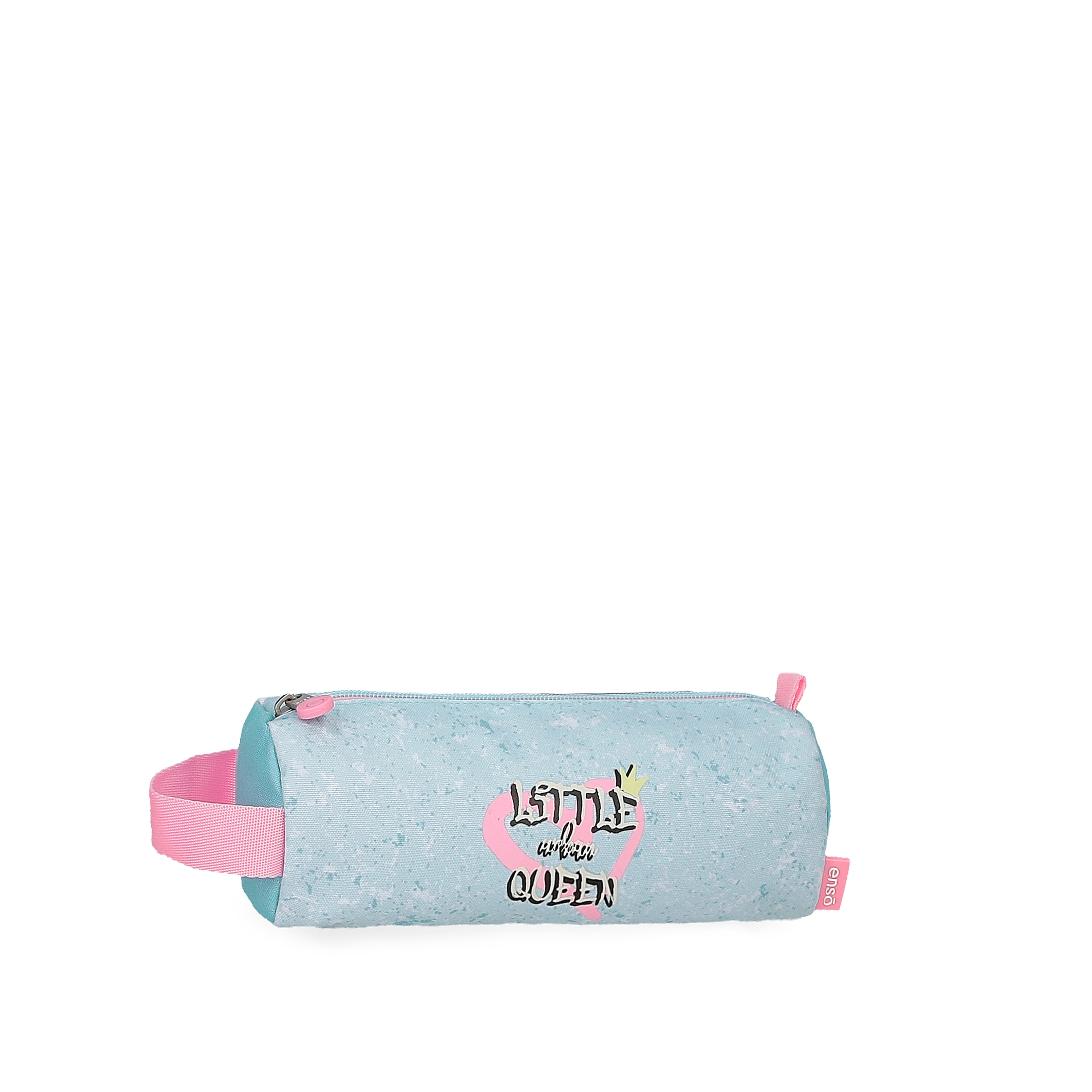 Estuche redondo Little urban queen con asa lateral.