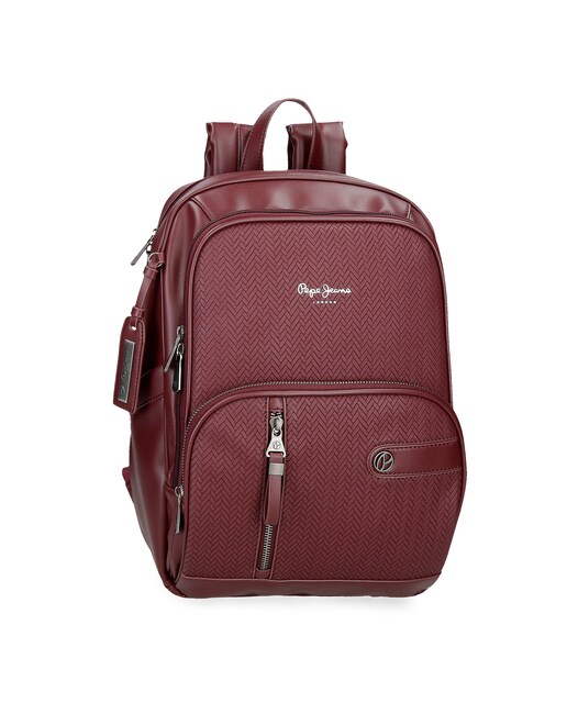 Imagen 0 de Mochila porta ordenador 13,3" Pepe Jeans Sprig con bolsillo frontal en burdeos