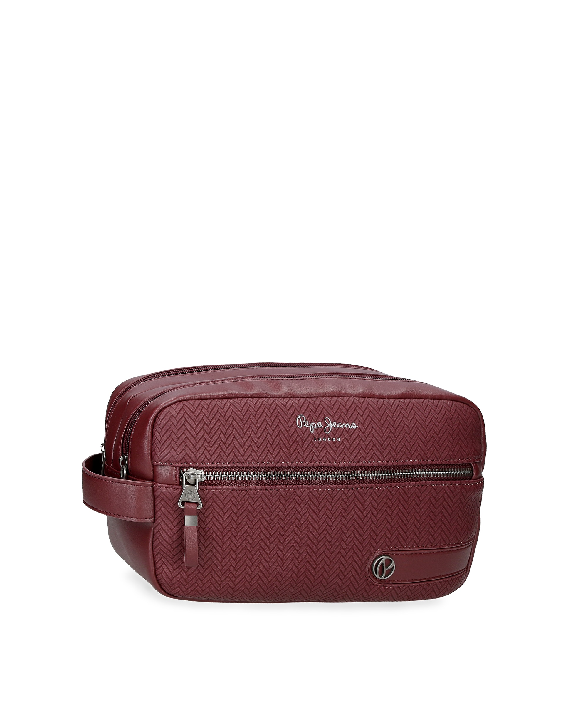 Pepe Jeans - Neceser Pepe Jeans Sprig dos compartimentos con bolsillo frontal en burdeos.