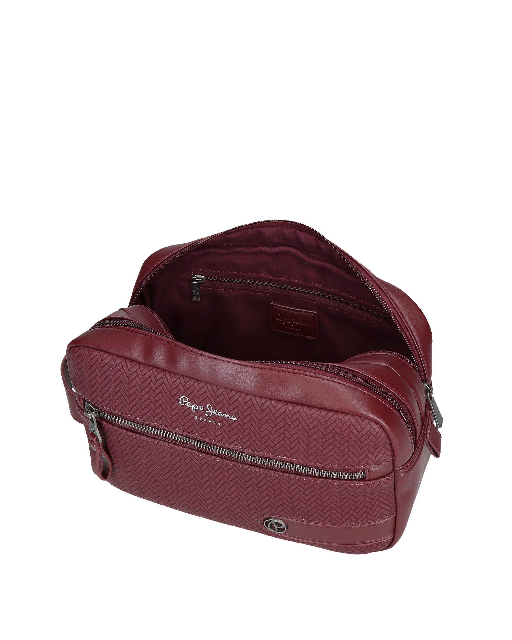 Necessaire Pepe Jeans Sprig com Dois Compartimentos e Bolso Frontal em Bordeaux Vermelho-4