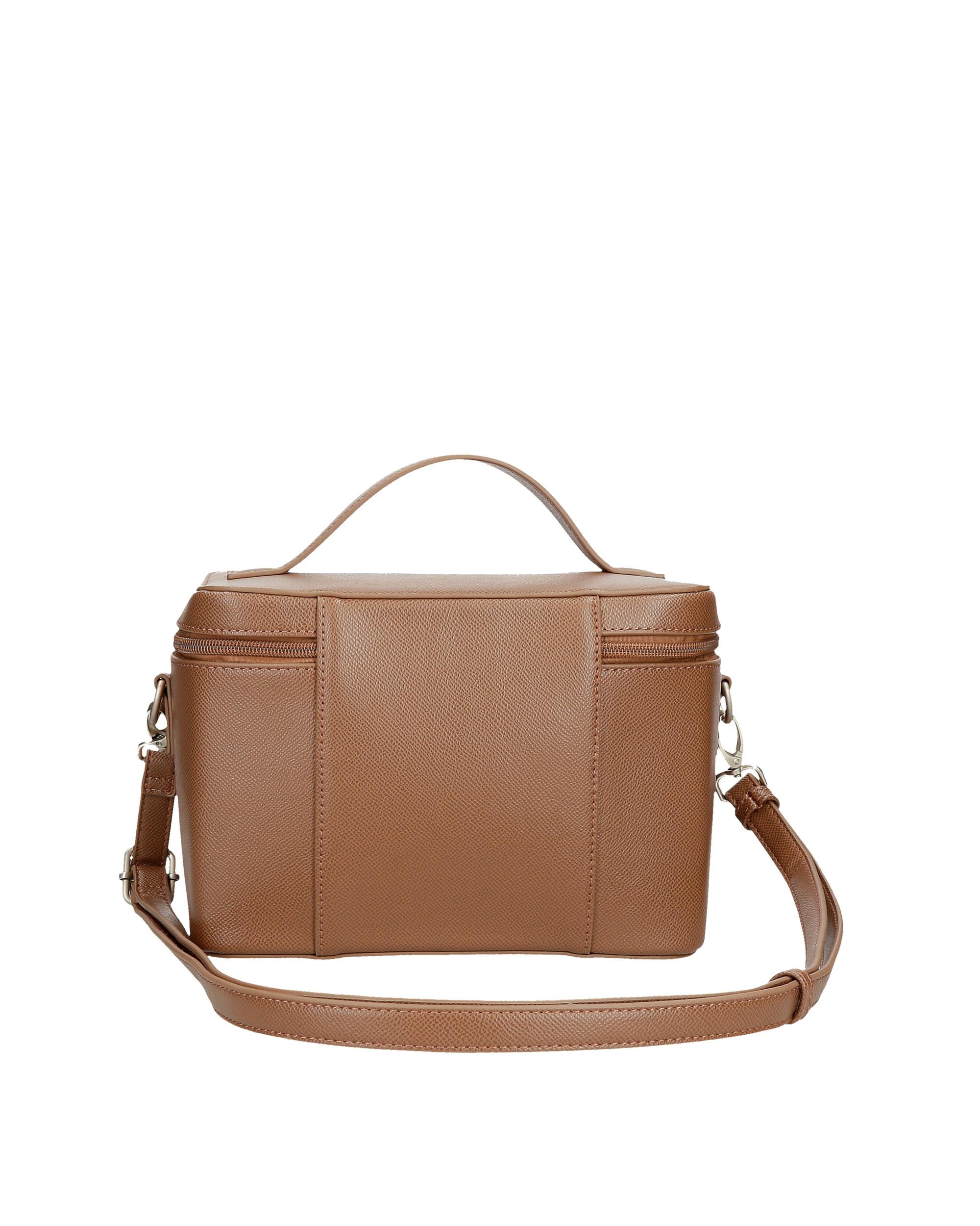 Necessaire e Mala de Tiracolo Elia com Bolso Frontal Castanho-3