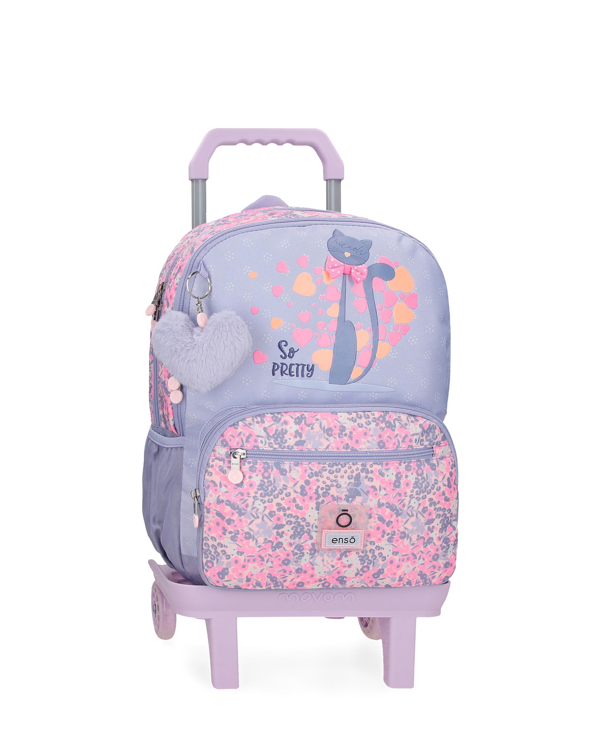 Mochila So pretty de 38 cm con doble compartimento y carro.