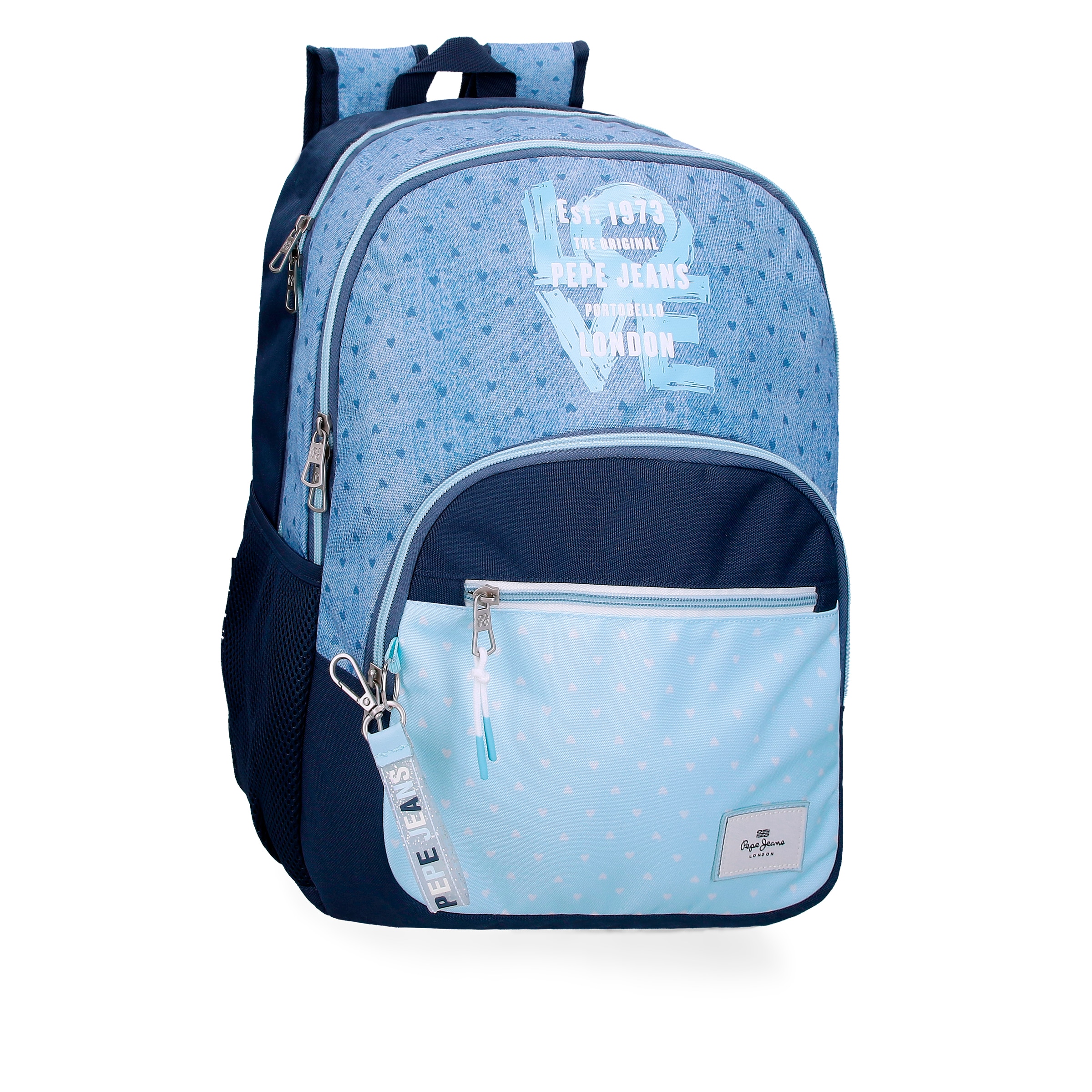 Mochila dos compartimentos Pepe Jeans Noni denim 44cm adaptable a carro.