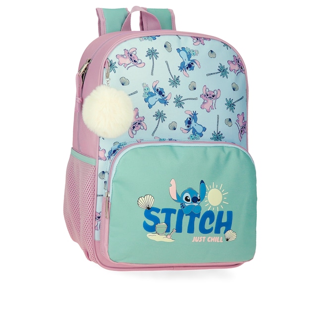 Imagen 0 de Mochila escolar Stitch Just chill 38cm adaptable a carro