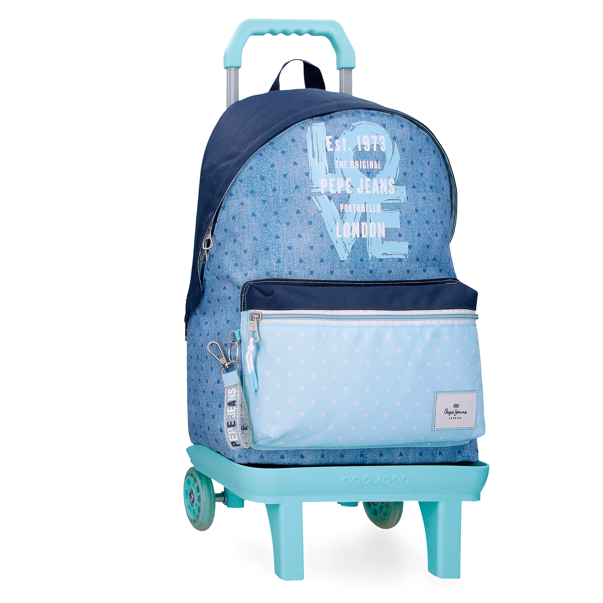 Mochila escolar Pepe Jeans Noni denim 42cm con carro.