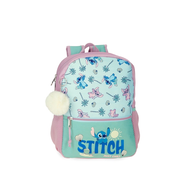 Imagen 0 de Mochila escolar Stitch Just chill 33cm adaptable a carro