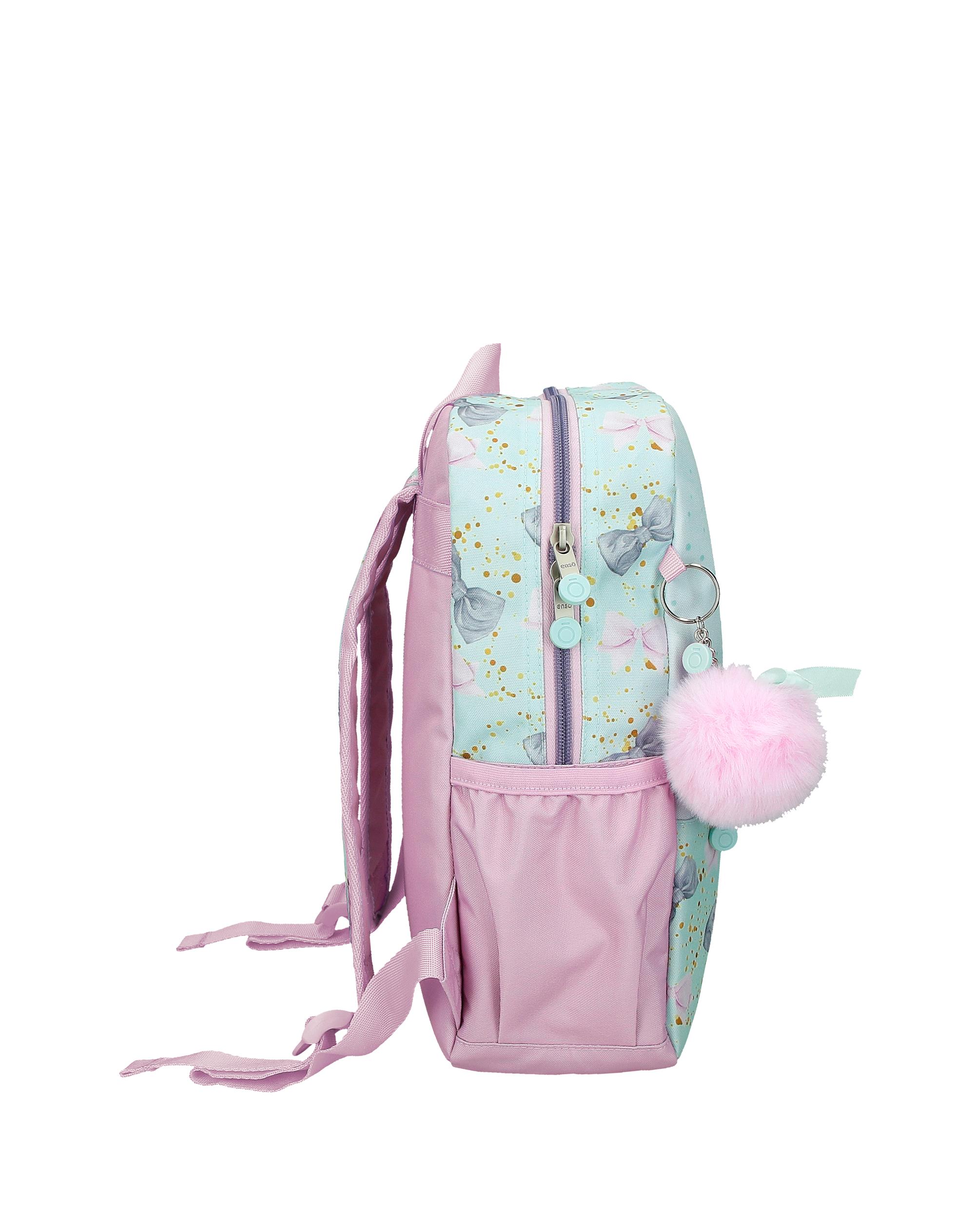 Mochila de paseo Merci amour de 32 cm adaptable con bolsillos frontales Verde-2