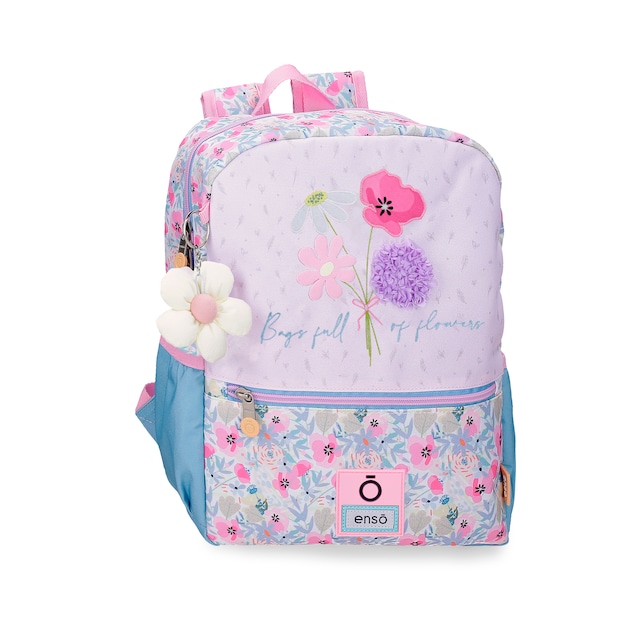 Imagen 0 de Mochila de paseo Full of flowers de 32 cm adaptable con bolsillos frontales