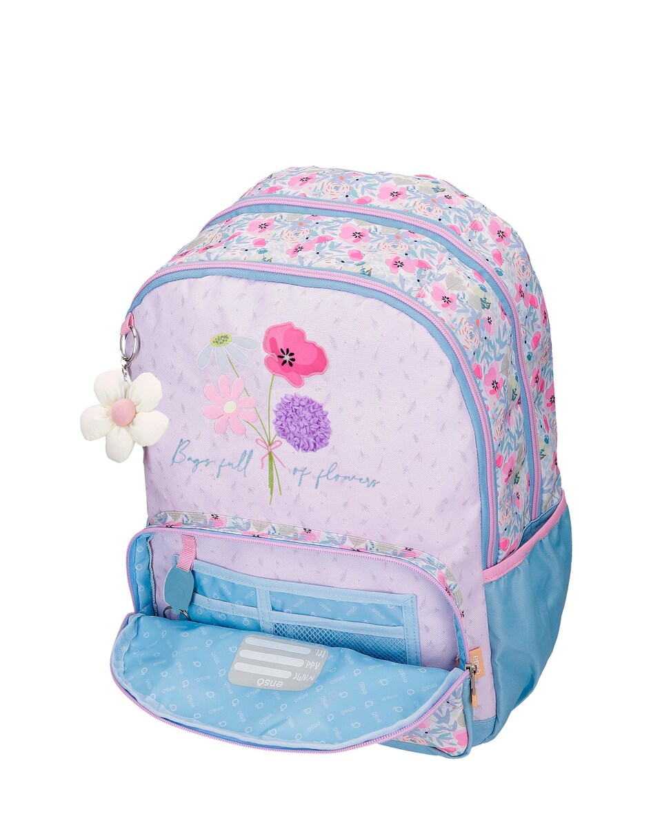 Mochila Full of flowers de 38 cm con doble compartimento Rosa-5