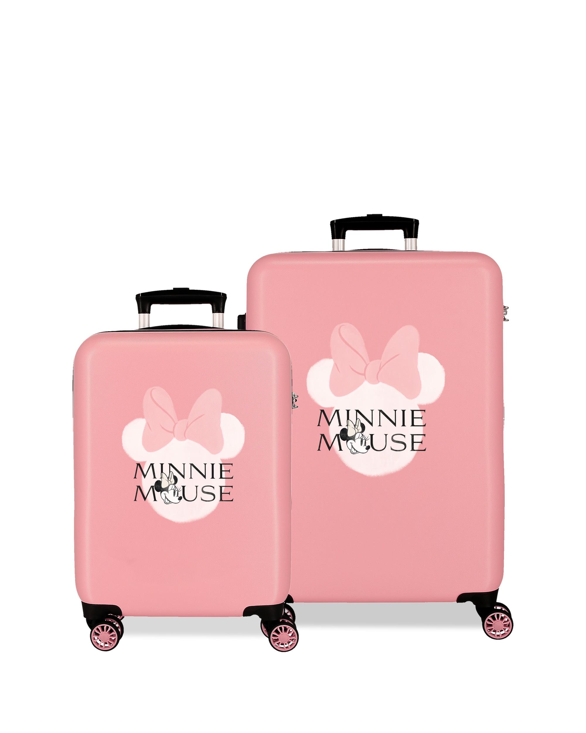 Disney - Juego de maletas (cabina y mediana) minnie heads rígidas con capacidad de 91l.