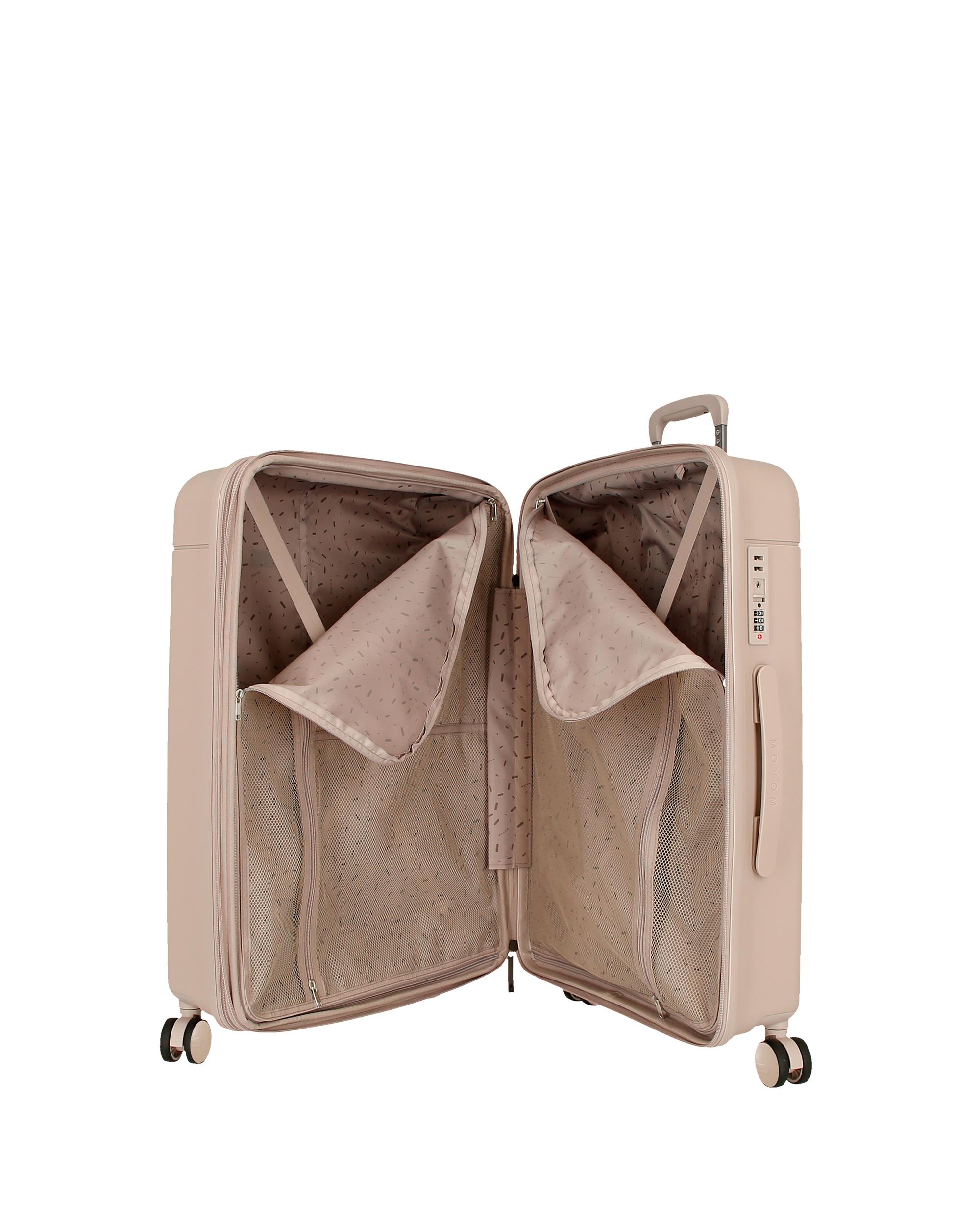 Maleta mediana expandible Movom New Trendy con capacidad de 72L - Beige Beige-5