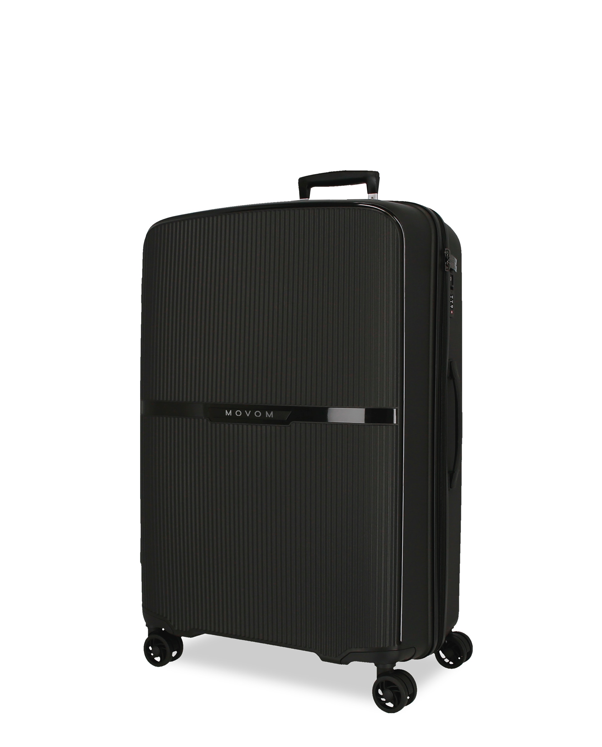 Maleta mediana expandible Movom Wood con capacidad de 72L Negro