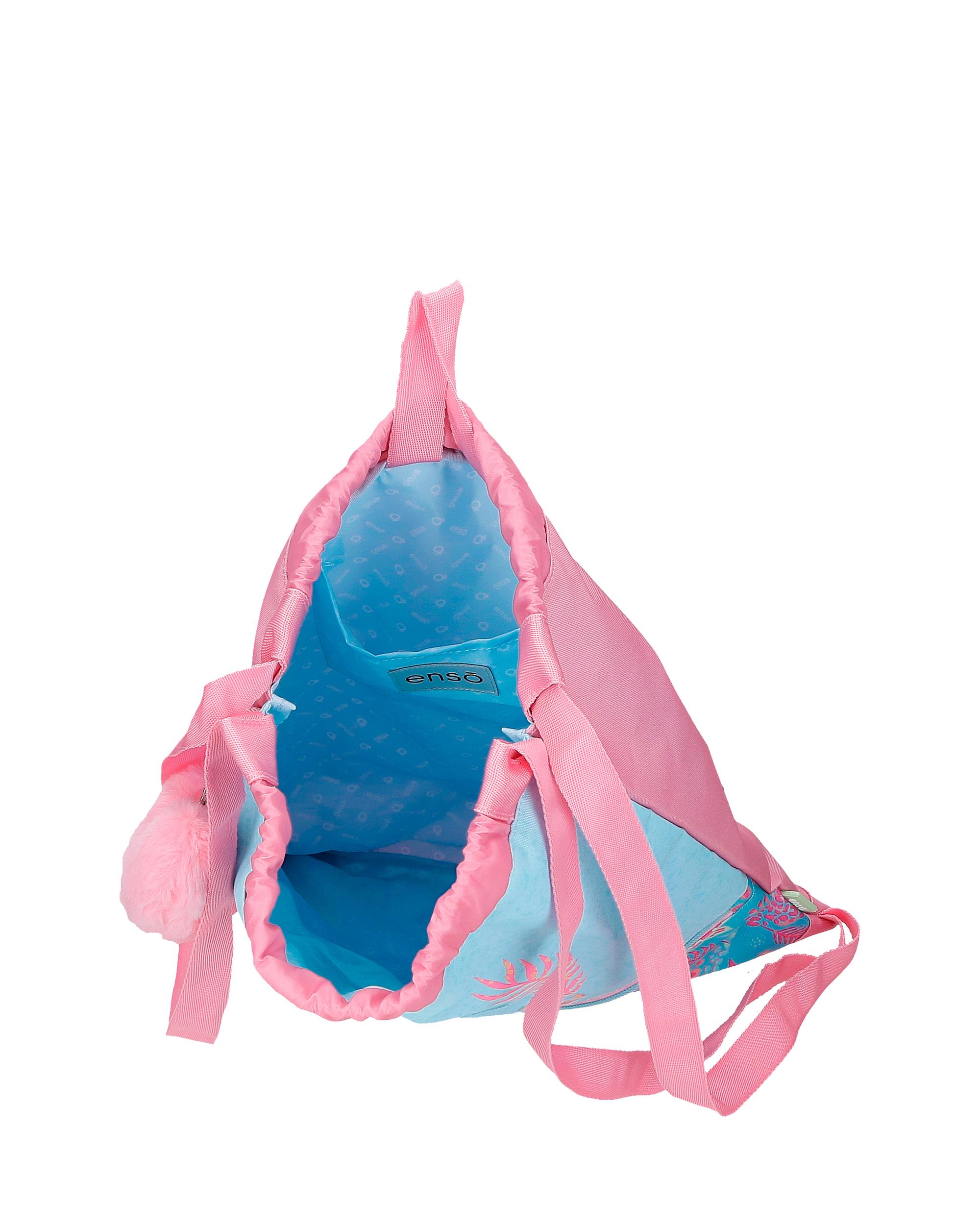 Mochila saco Enso Jungle Mood con cremallera frontal Azul-4