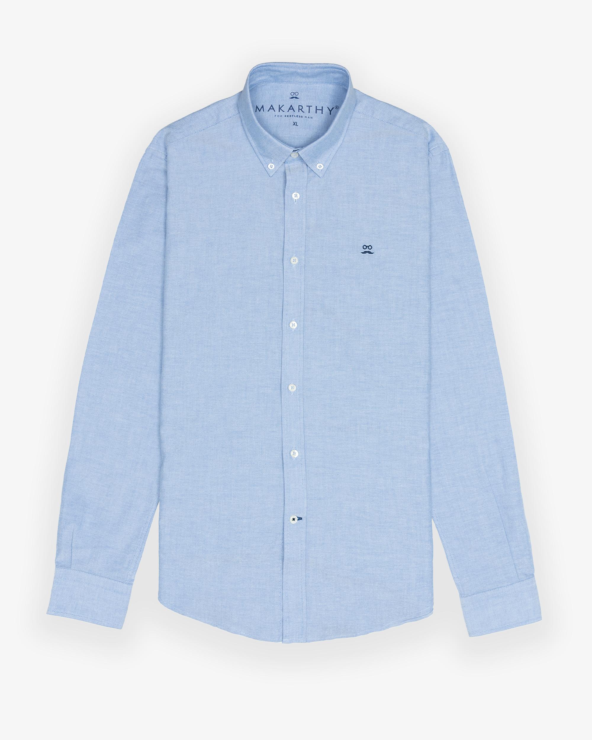 Imagen 3 de Camisa oxford de hombre slim de manga larga - Makarthy - Azul claro Azul claro