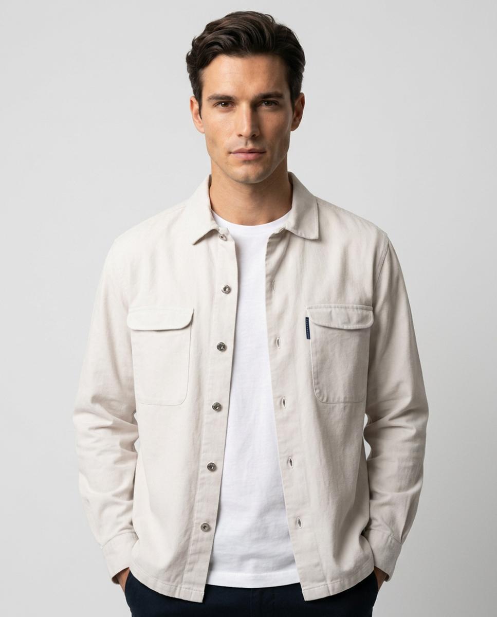 Imagen 0 de Sobrecamisa de hombre de manga larga de algodón Beige