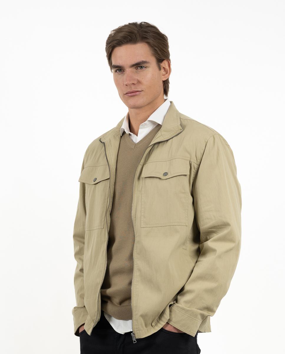Makarthy - Chaqueta encerada de hombre con cremallera y bolsillos.