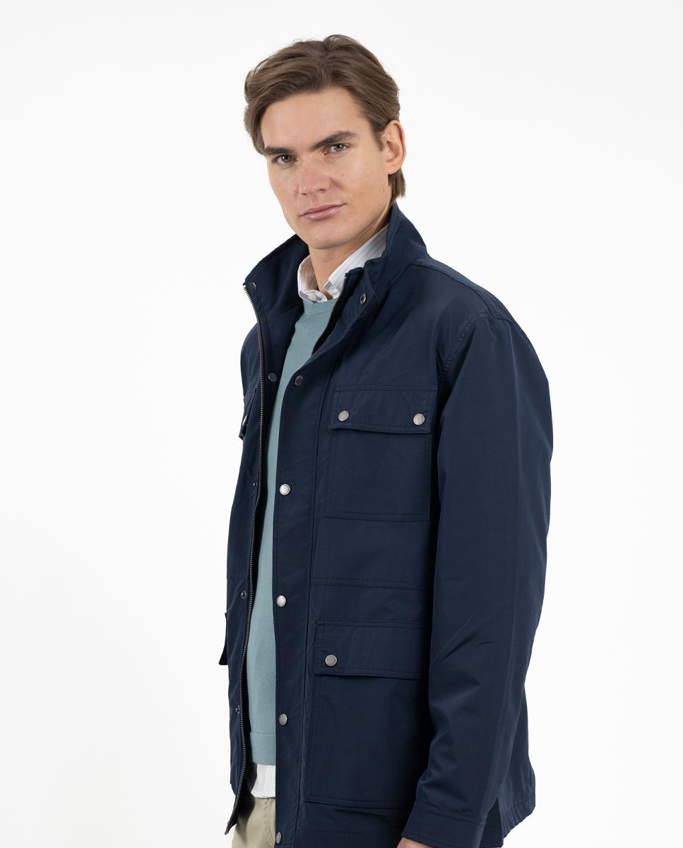Makarthy - Parka de hombre en nylon impermeable con cremallera y botones.