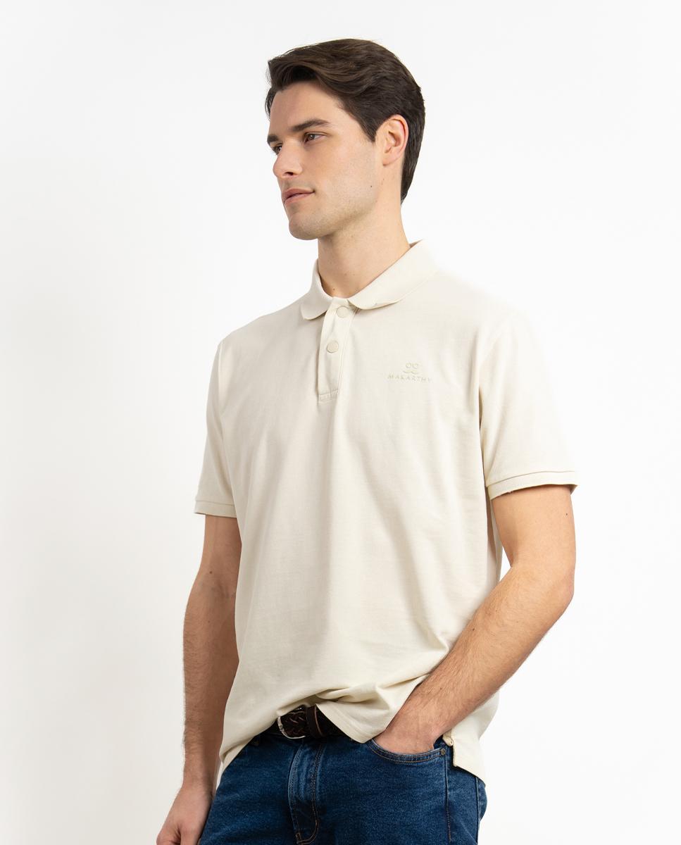 Polo de piqué de hombre de manga corta - Makarthy - Beige Beige-1
