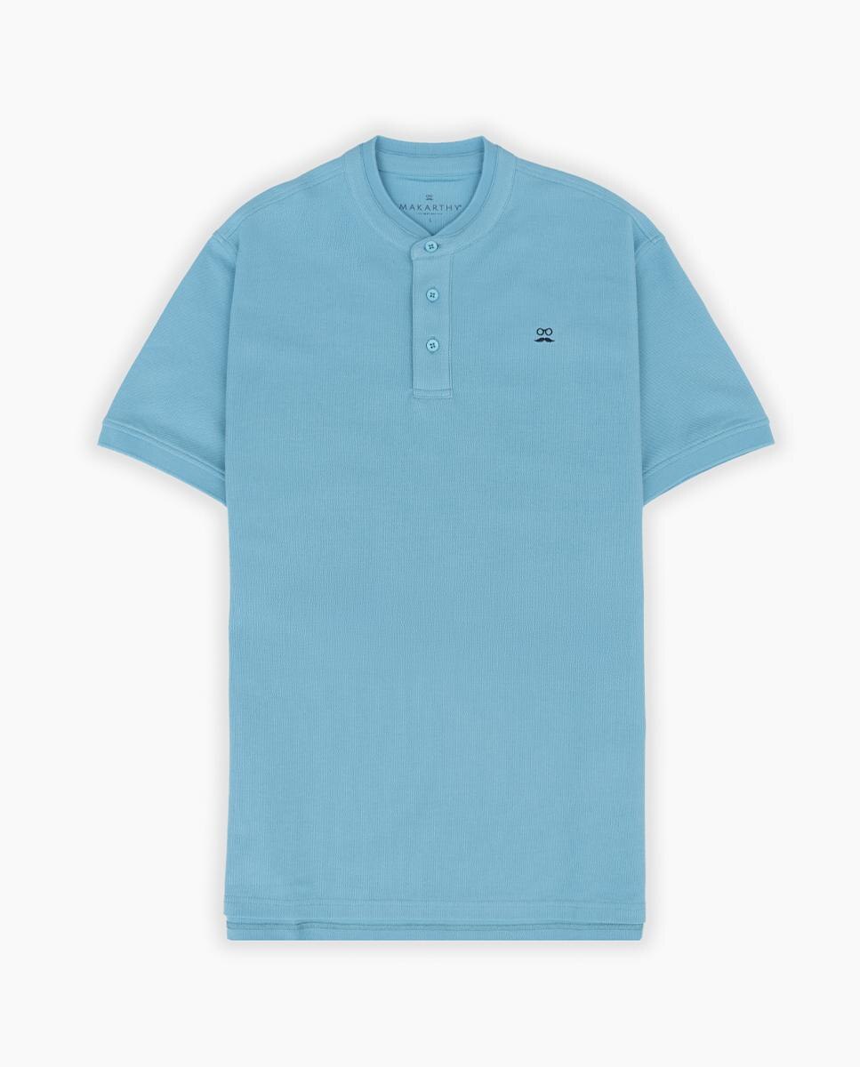 Polo de manga corta de hombre de algodón - Makarthy - Azul claro Azul claro-4