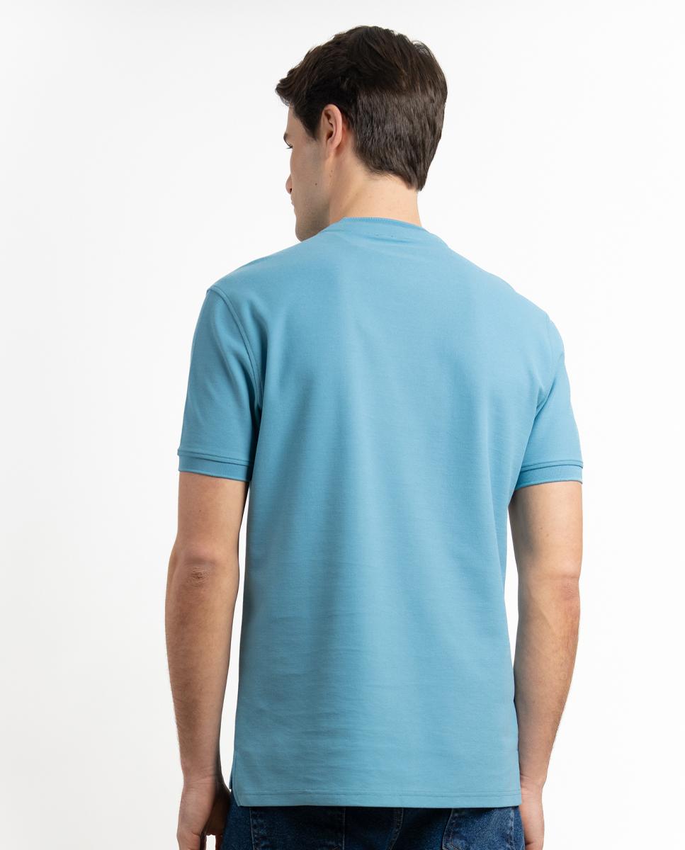 Polo de manga corta de hombre de algodón - Makarthy - Azul claro Azul claro-2