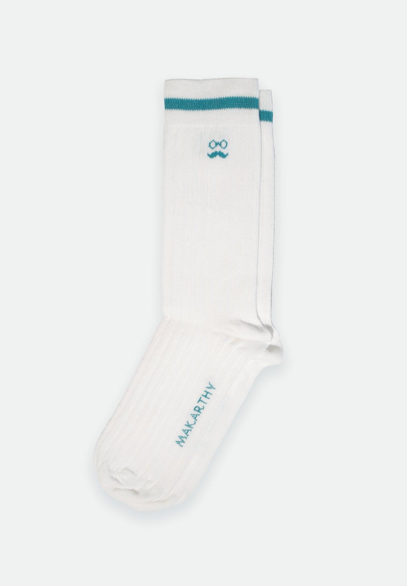 Calcetines cortos de hombre con logo - Makarthy - Blanco Blanco-1