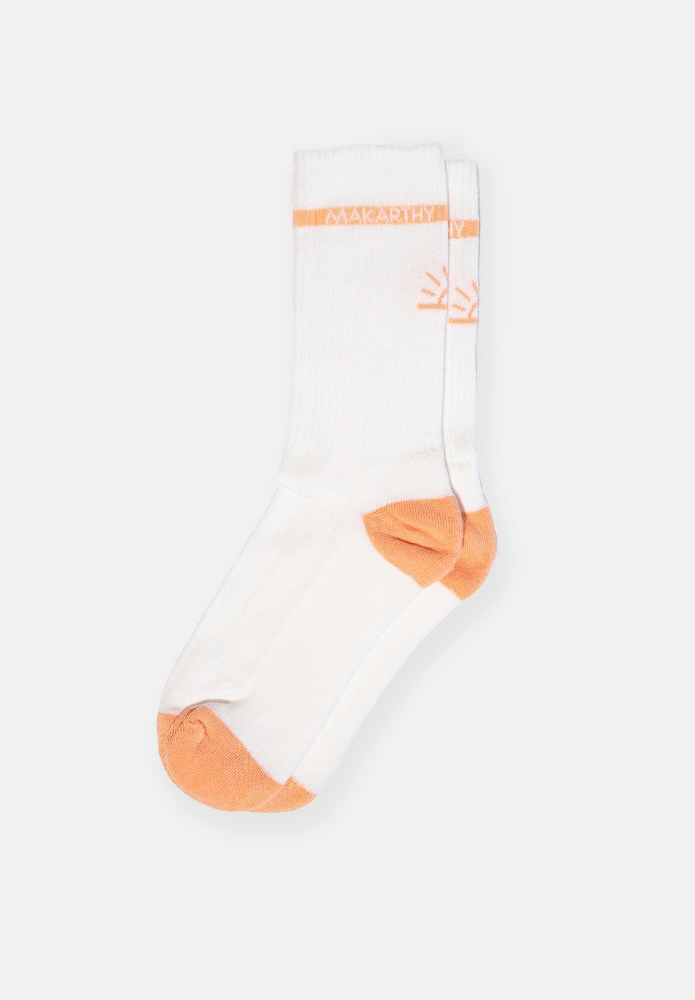 Imagen 0 de Calcetines cortos de hombre con estampado fantasía Blanco / Naranja