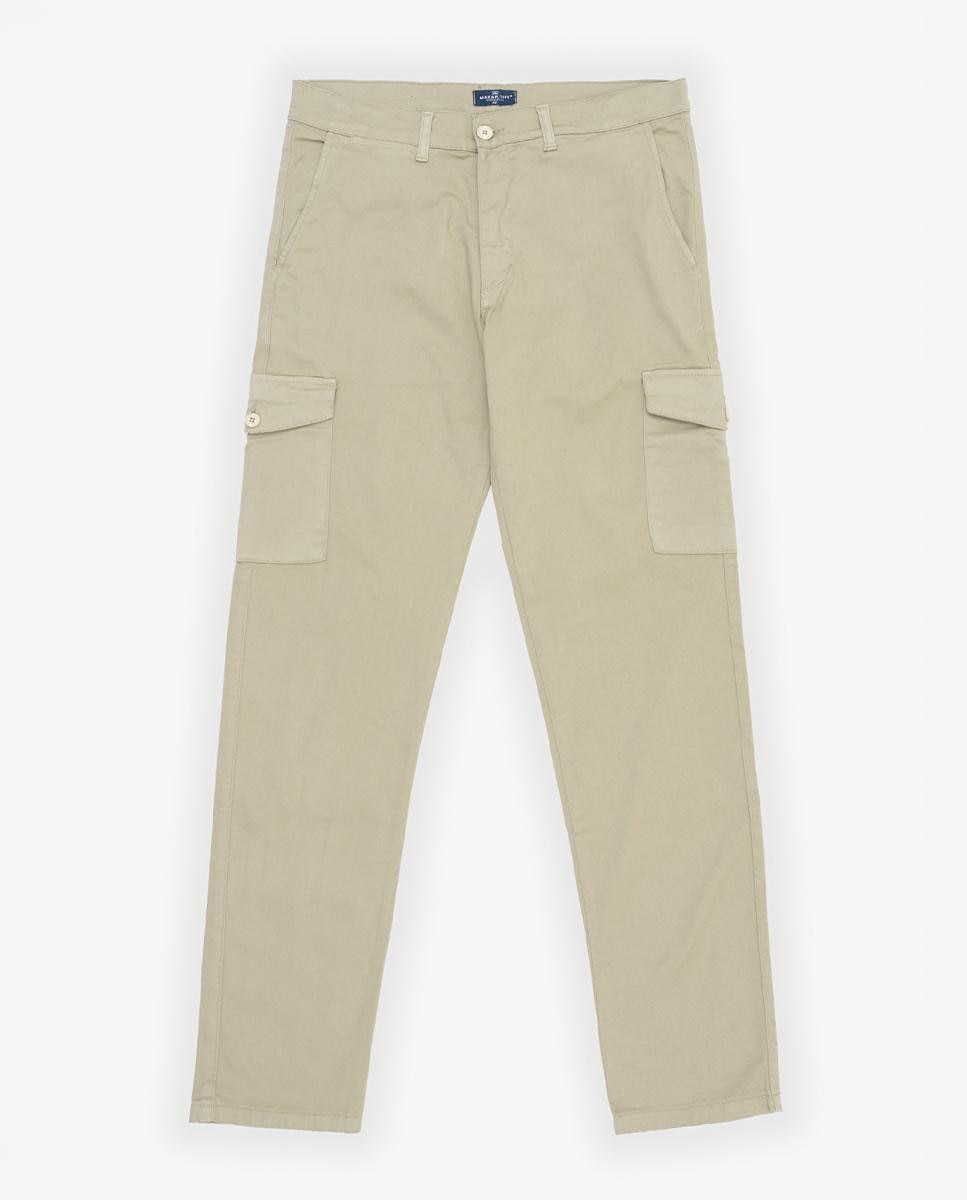Imagen 3 de Pantalón cargo de hombre slim con logo en bolsillo trasero - Makarthy - Verde cadete Verde cadete