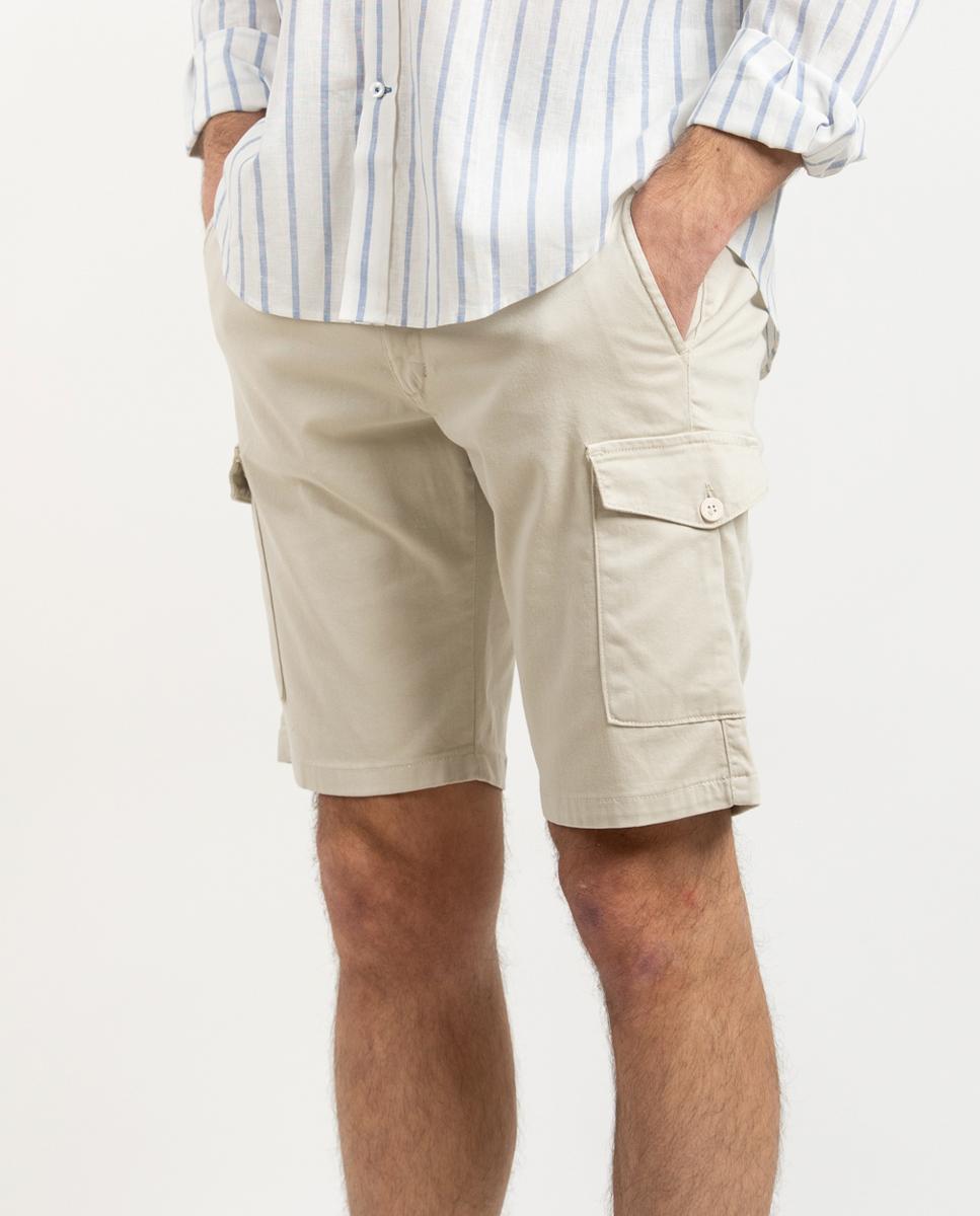 Makarthy - Pantalón corto chino de hombre con bolsillos cargo.