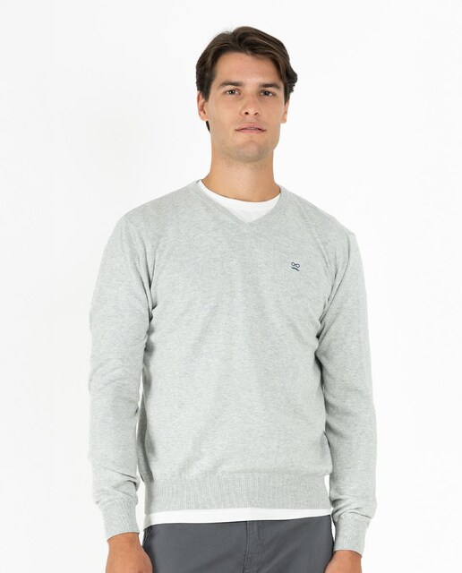 Imagen 0 de Jersey de algodón de hombre cuello pico