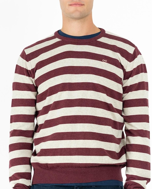 Imagen 0 de Jersey de algodón de hombre cuello redondo a rayas