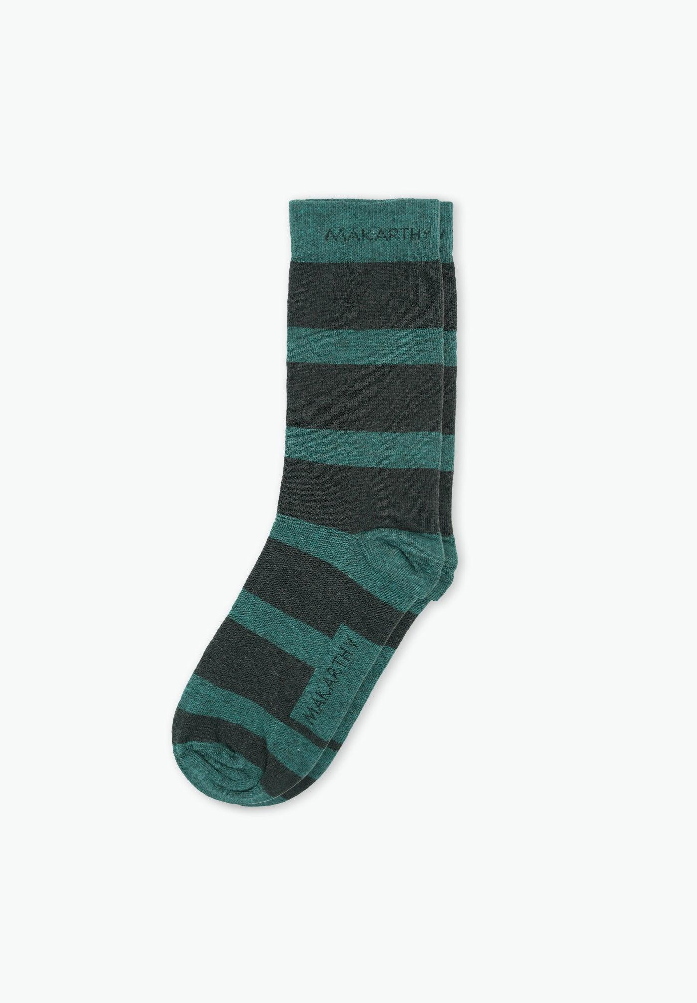 Calcetines cortos de hombre a rayas - Makarthy - Turquesa Turquesa-1
