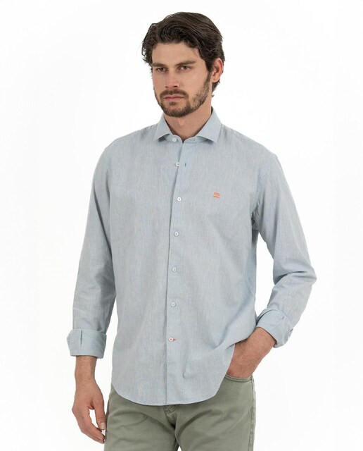 Imagen 0 de Camisa de algodón de hombre regular en liso
