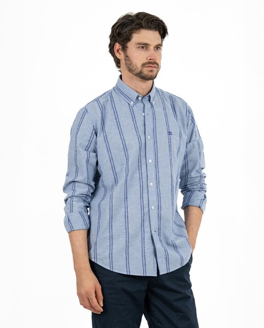 Imagen 0 de Camisa de algodón de hombre regular a rayas