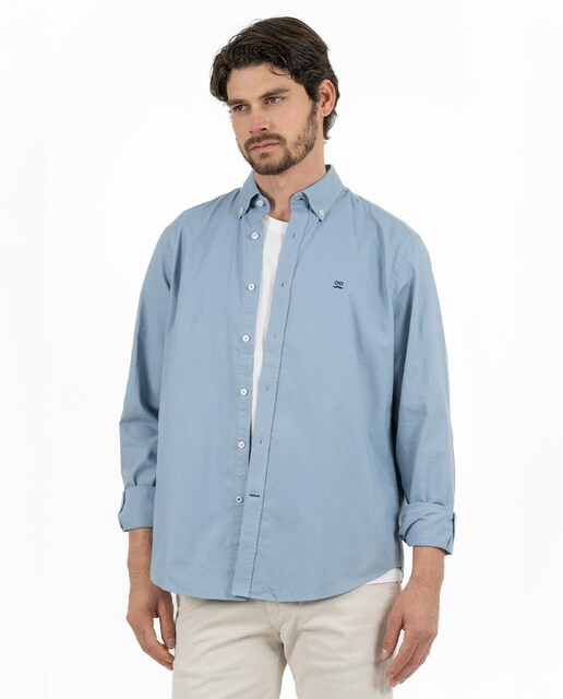 Imagen 0 de Camisa de algodón de hombre regular en liso