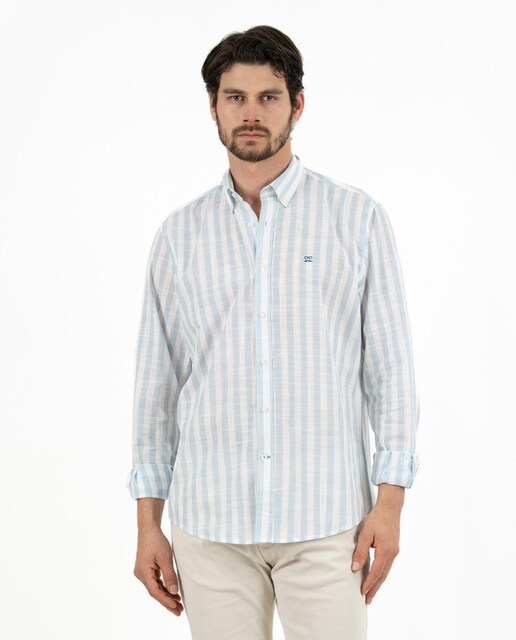 Imagen 0 de Camisa de algodón de hombre regular a rayas