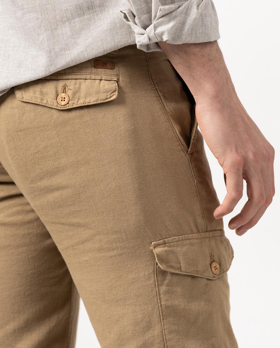 Imagen 2 de Pantalón cargo de hombre slim de lino - Makarthy - Camel Camel