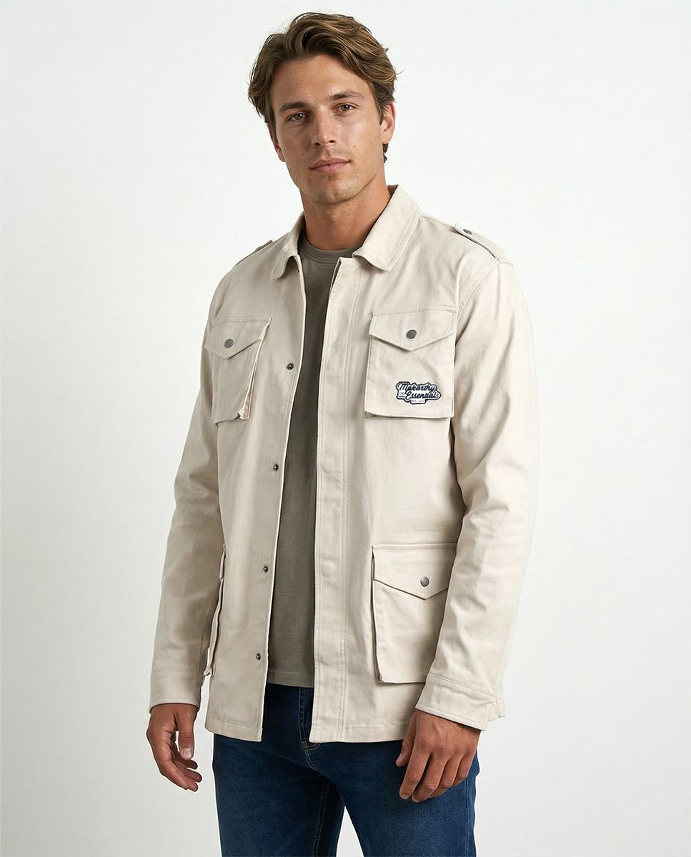 Imagen 0 de Chaqueta de hombre abotonada con bolsillos Beige