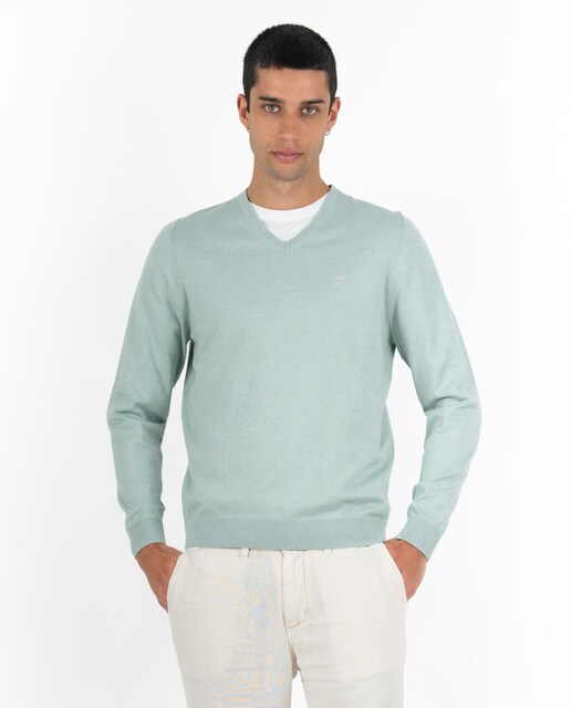 Imagen 0 de Jersey de algodón de hombre cuello pico