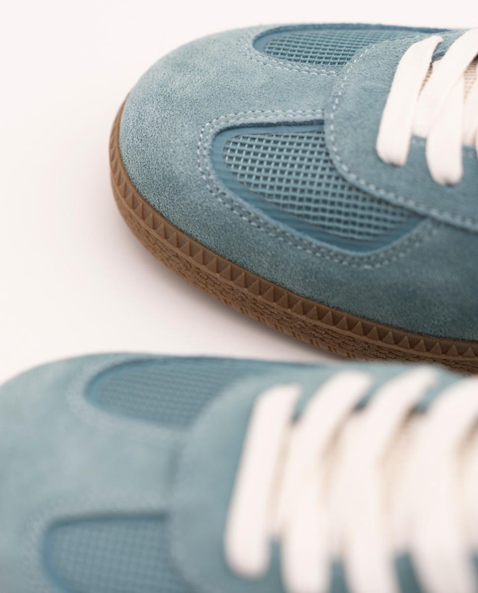 Zapatillas casual de hombre retro en piel serraje - Makarthy - Aguamarina Aguamarina-4