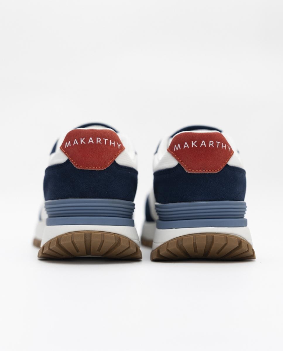 Zapatillas deportivas de hombre casual con logo lateral - Makarthy - Blanco / Azul Blanco / Azul-3