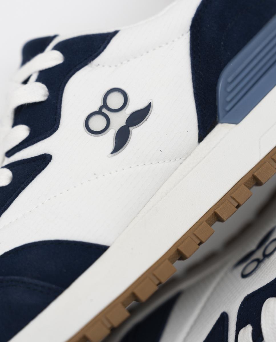 Zapatillas deportivas de hombre casual con logo lateral - Makarthy - Blanco / Azul Blanco / Azul-4