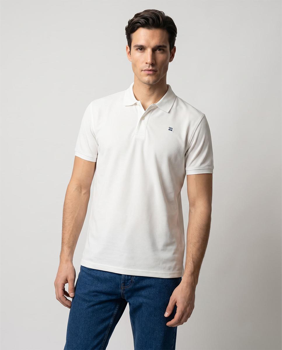 Polo de manga corta de hombre de algodón - Makarthy - Blanco Blanco-2