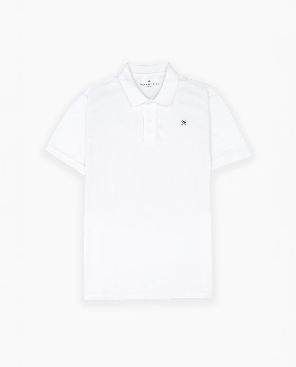 Polo de manga corta de hombre de algodón - Makarthy - Blanco Blanco-3