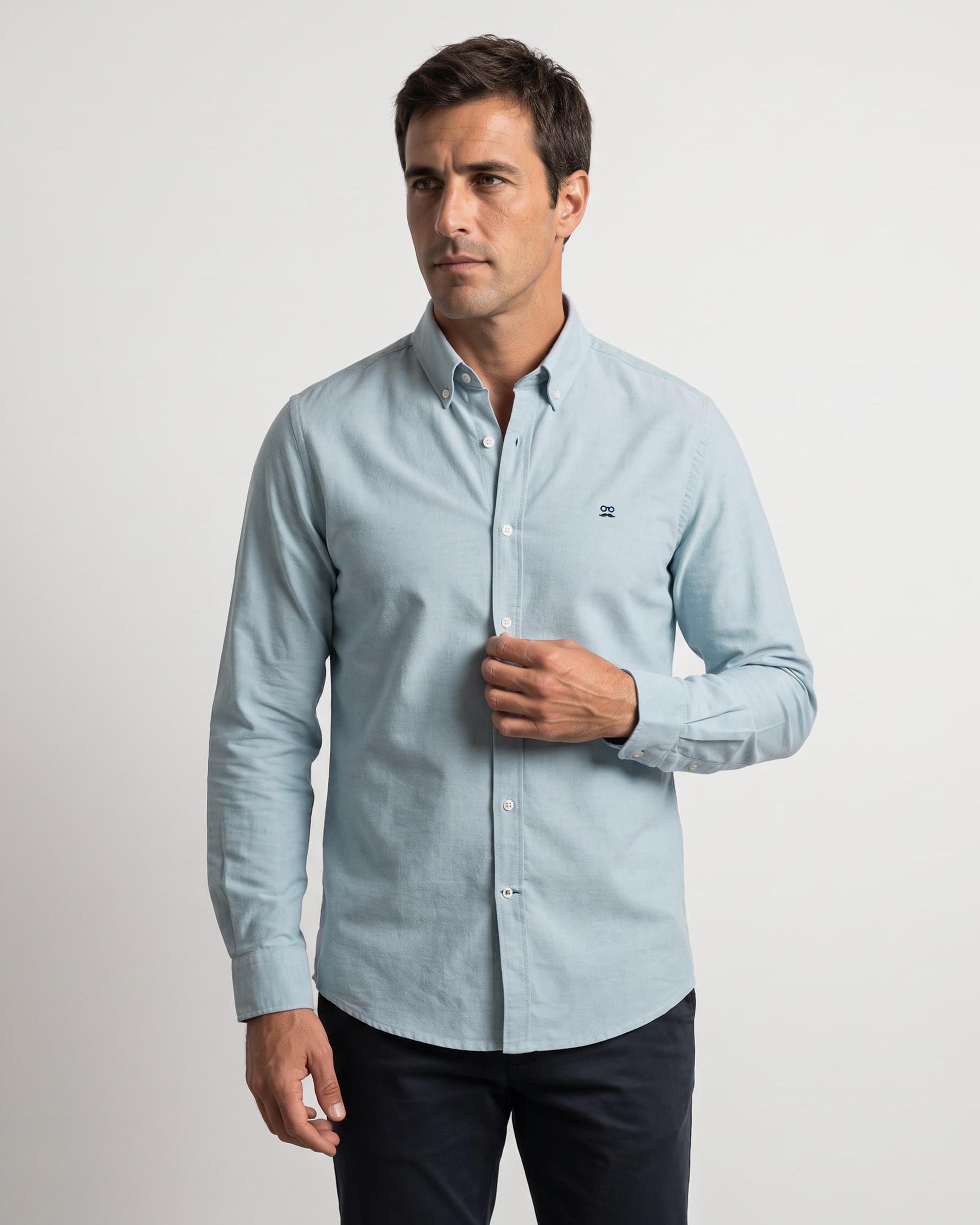 Imagen 1 de Camisa oxford de hombre slim de manga larga Azul celeste