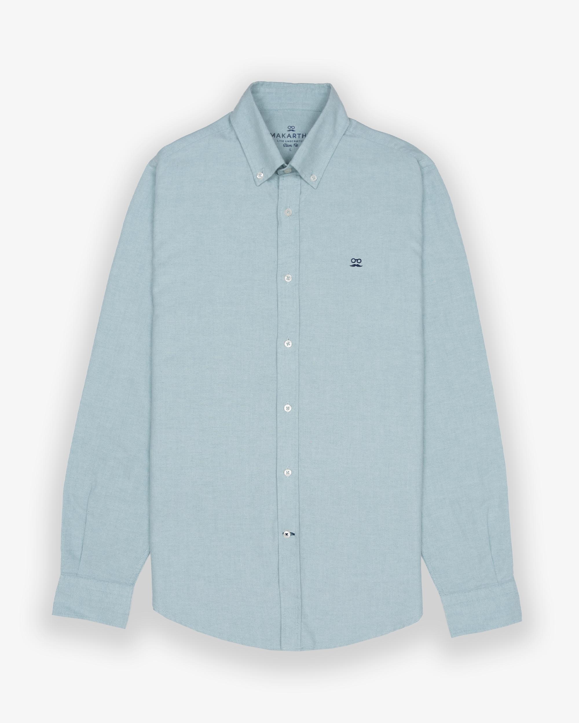 Imagen 3 de Camisa oxford de hombre slim de manga larga - Makarthy - Azul celeste Azul celeste
